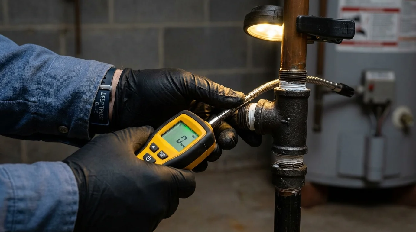 Gas leak detection with electronic sniffer by Johns Plumbing LLC in Benton Harbor