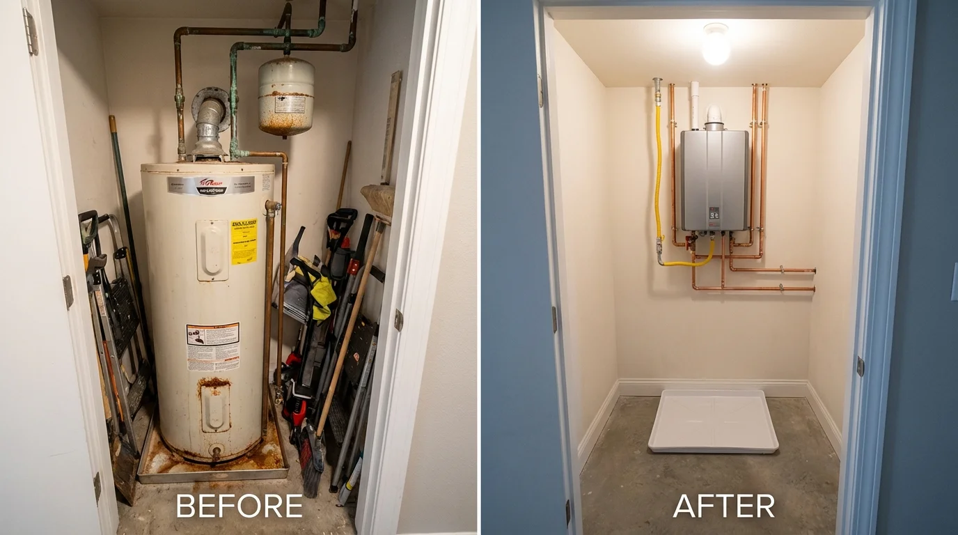 Tank water heater versus wall-mounted tankless unit comparison for Benton Harbor, MI homeowners